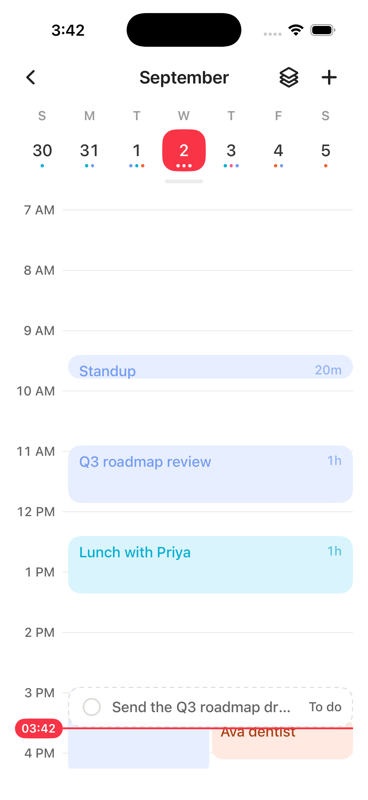 Calendar screen in Spring