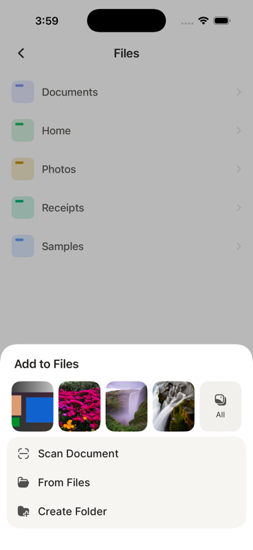 Files screen in Spring
