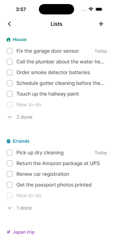 Lists screen in Spring